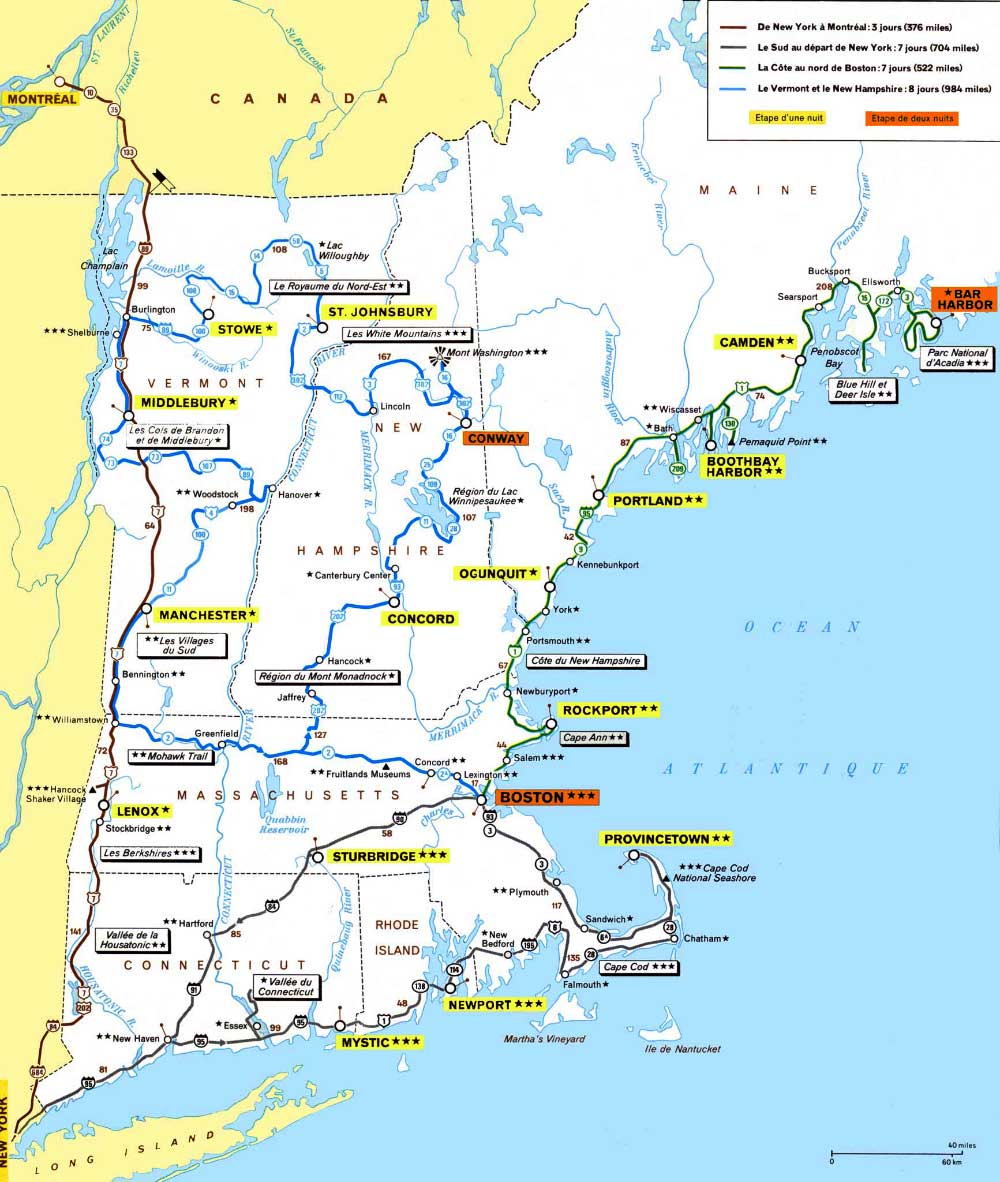 Carte de la
          Nouvelle Angleterre