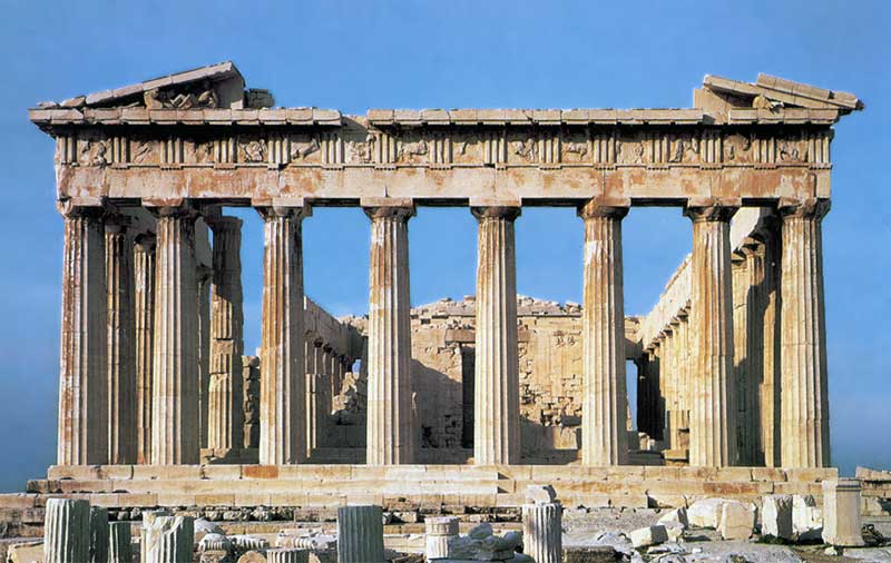 Acropole d'Athina : façade du Parthénon