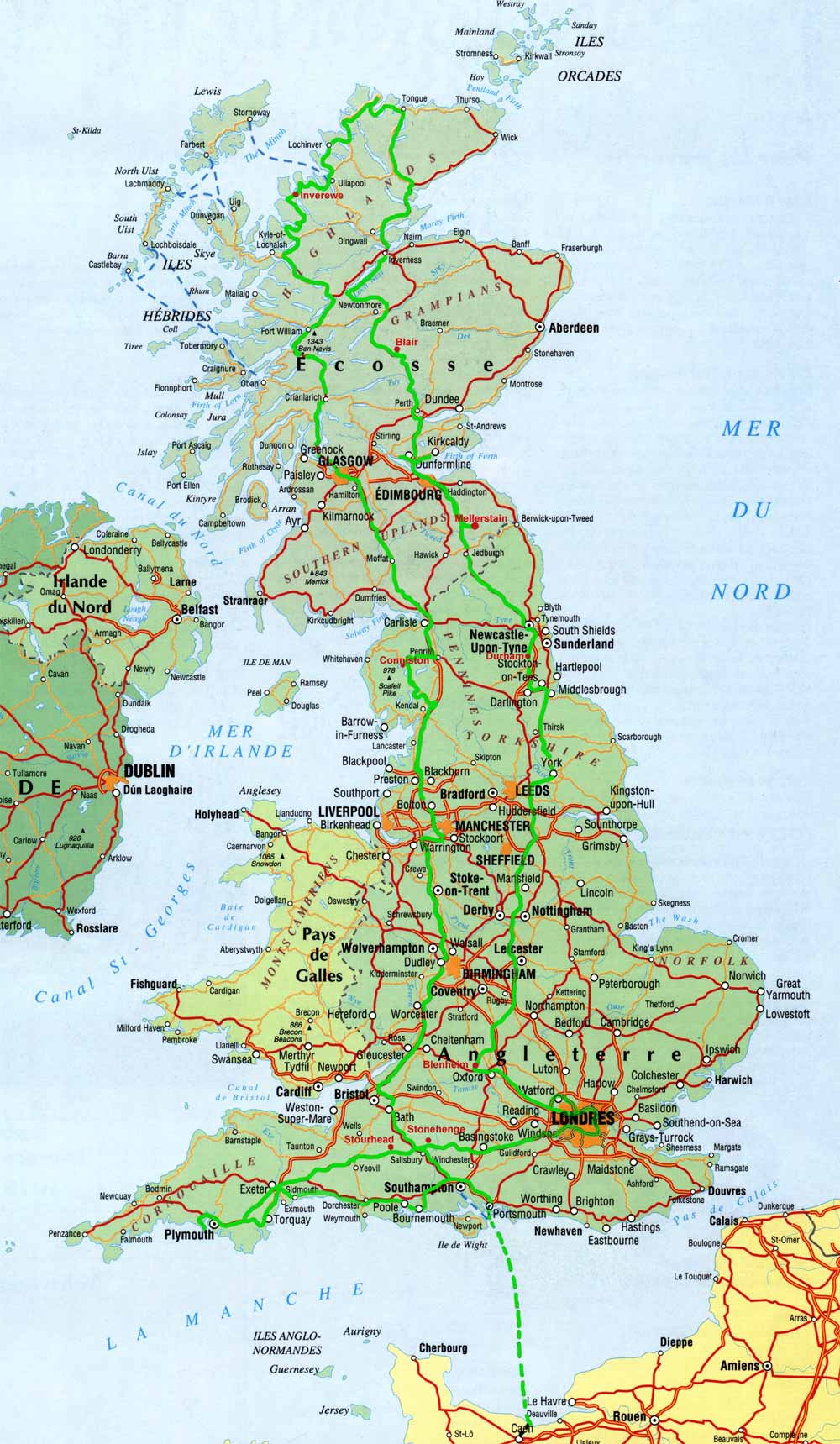 Notre itinéraire en
        Grande-Bretagne