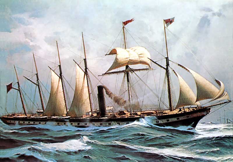 Tableau d'époque représentant le Great Britain en mer