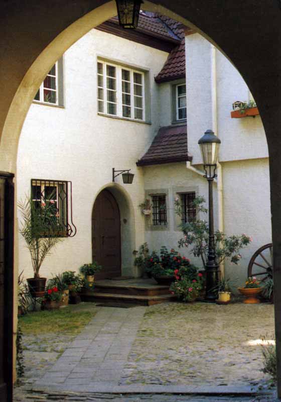 Wittenberg : cour de la maison de Luther