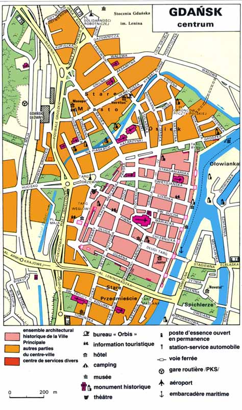 Carte du centre de Gdansk