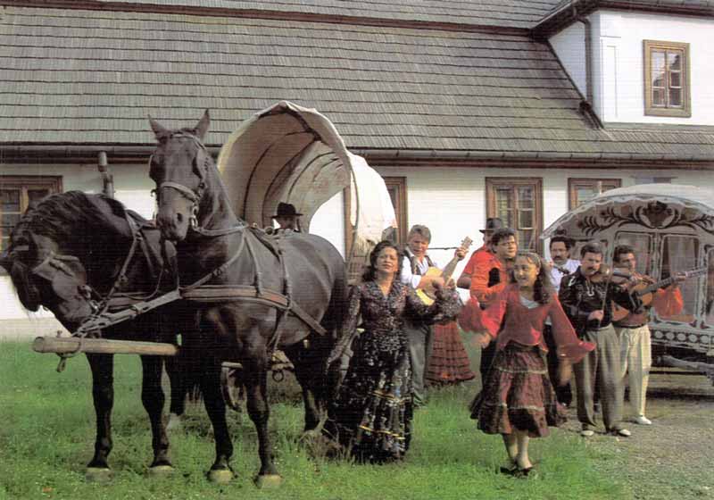 Chariot
                gitan traditionnel dans la cour du Musée de Tarnow