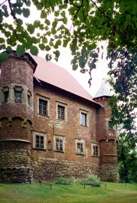 Les murs de brique du château de Debno