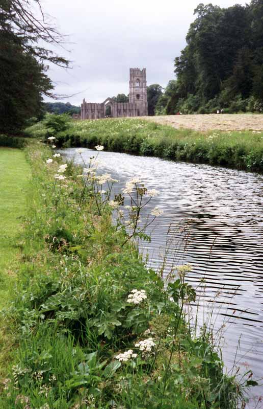 Le
                long canal menant de Fountains Abbey au Water Garden