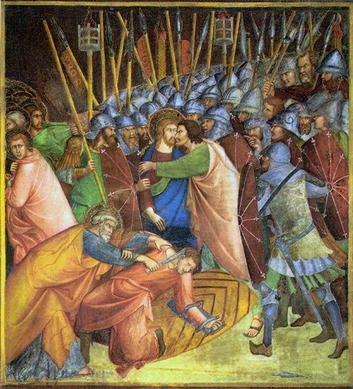 Fresque de la Collégiale : Le Baiser de Judas
                    (1380)