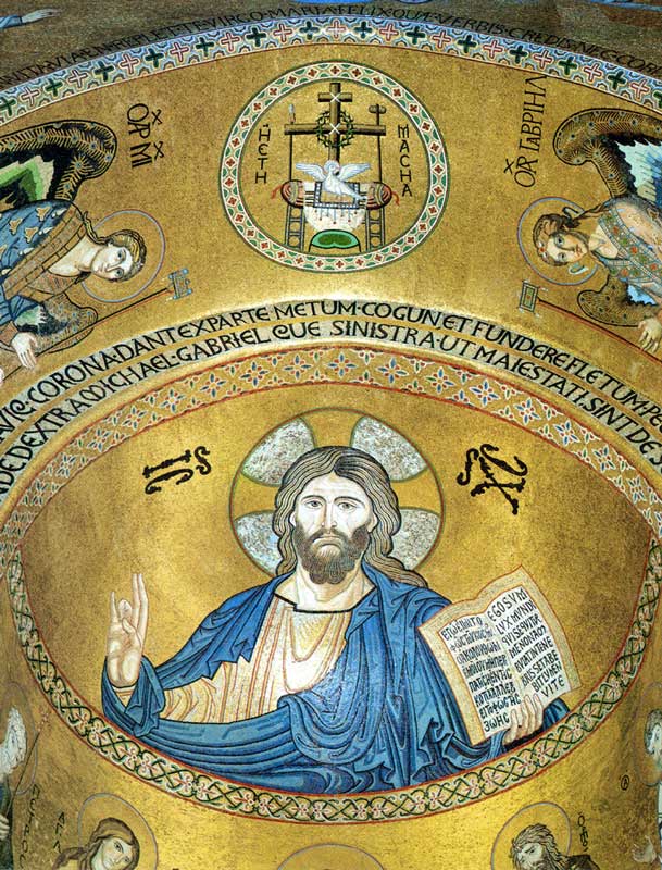 Christ en Gloire (Pantocrator) dans l'abside de
                    la Chapelle Palatine de Palerme