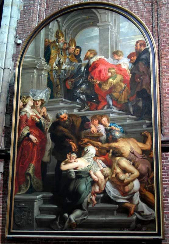 Gent, cathédrale St-Bavon : La conversion de St
                  Bavon par P.P. Rubens (1620)