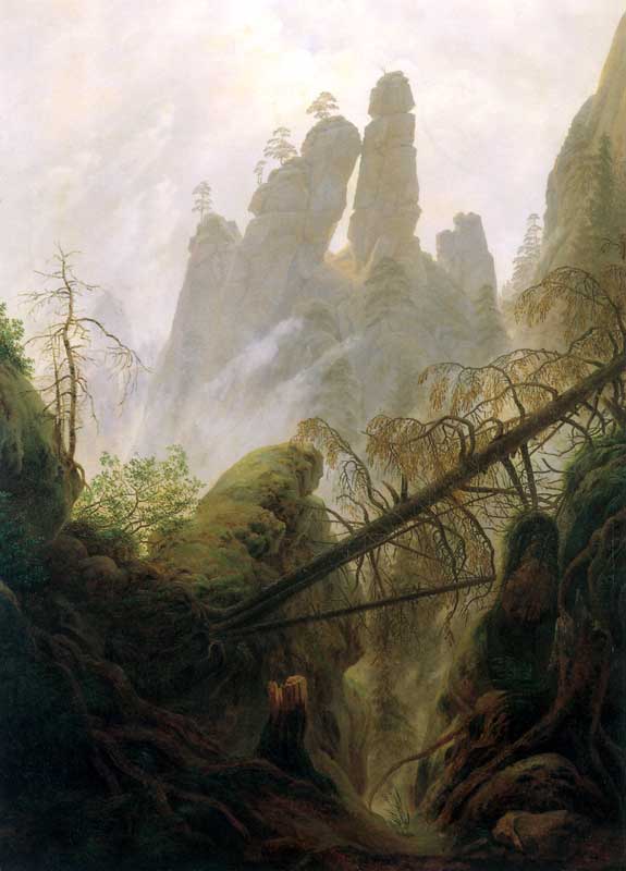 Paysage sauvage dans le Elbsandsteingebirge
                  (1822) par G.D. Friedricht