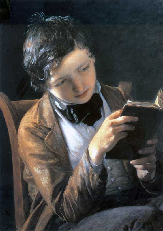 Garçon lisant (1861) par J.B. Reiter