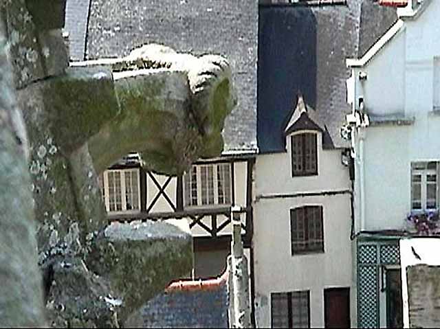 Jossselin : gargouille du Bélier surveillant la
                  ville depuis le clocher de N-D-du-Roncier