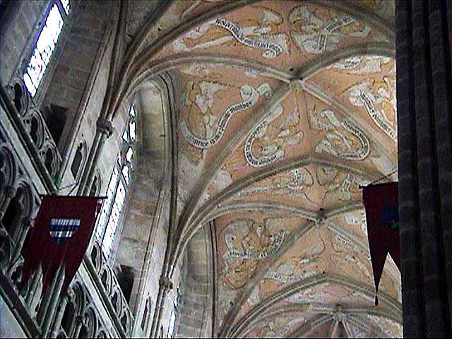 Cathédrale de Tréguier: plafond peint de la nef