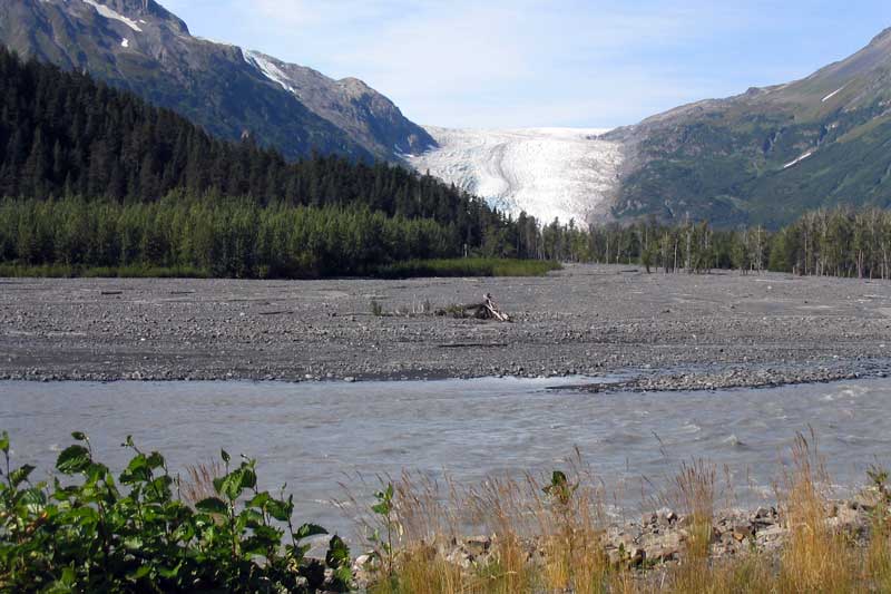 Au delà de
                    la rivière, l'Exit Glacier