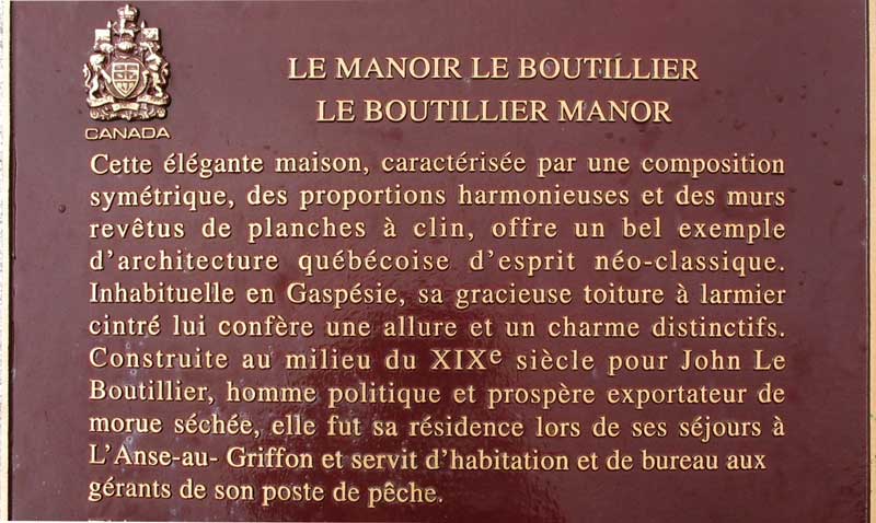 Manoir LeBoutillier plaque
