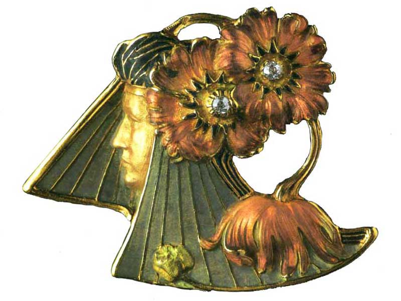 Broche
                  égyptienne aux pavots