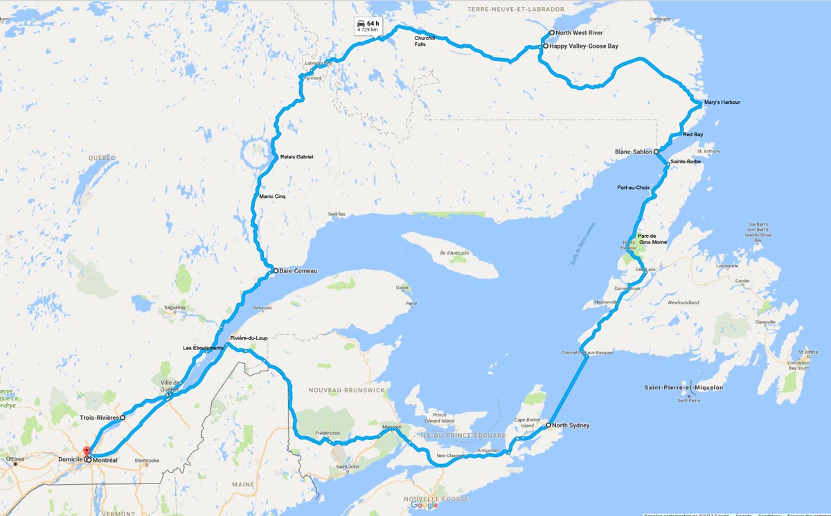Itinéraire au Labrador