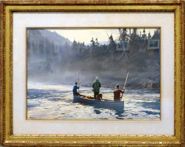 Blue boat on the Ste-Anne River, 1958 par Ogden
                Pleissner