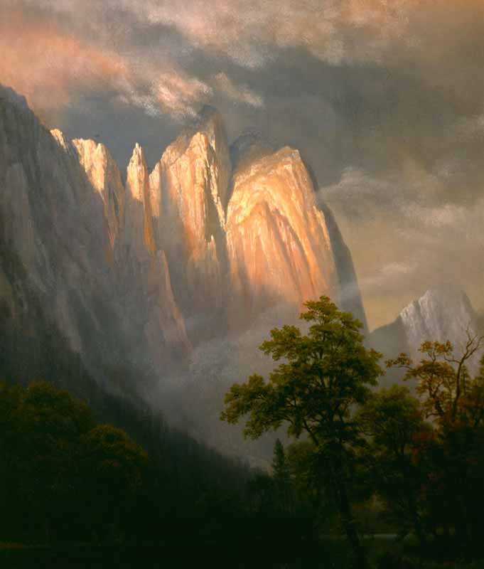 Cathedral Rocks, Yosemite, par Albert
                Bierstatdt (1870)