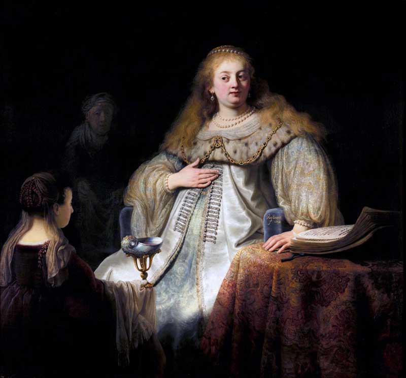Judith au banquet d'Holopherne, par Rembrandt
                    (1643)