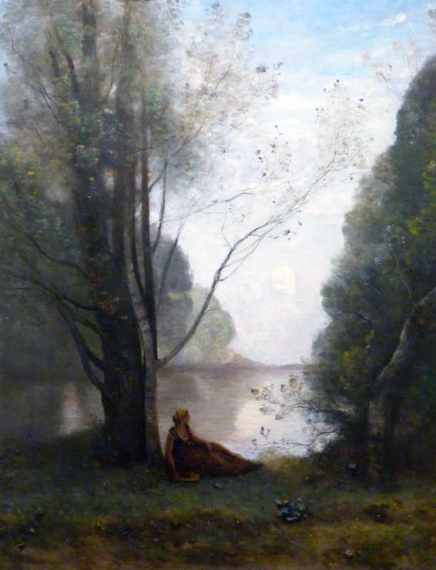 Solitude Souvenir de Vigen, par Jean-Baptiste
                  Corot (1866 ,détail)