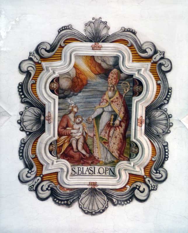 Médaillon de St Blaise sur la voute de la nef