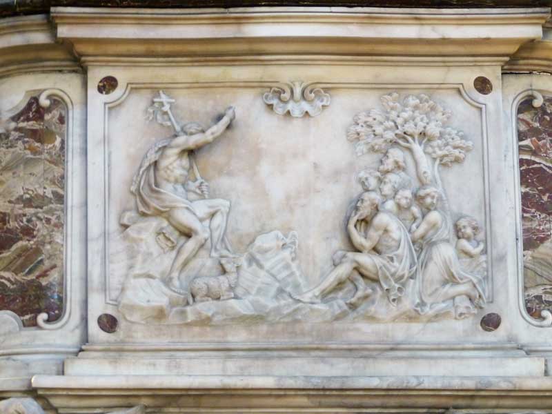 Église-St-Jean-Baptiste de Bastia :
                          marbre décorant la chaire