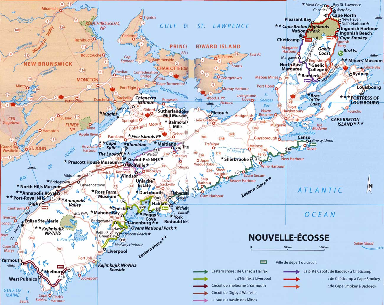 Carte de la
            Nouvelle Écosse (Michelin)