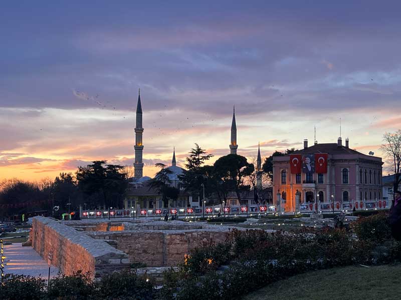 Edirne-crepuscule-sur-Eski-Cami-(la-Vieille-Mosquee